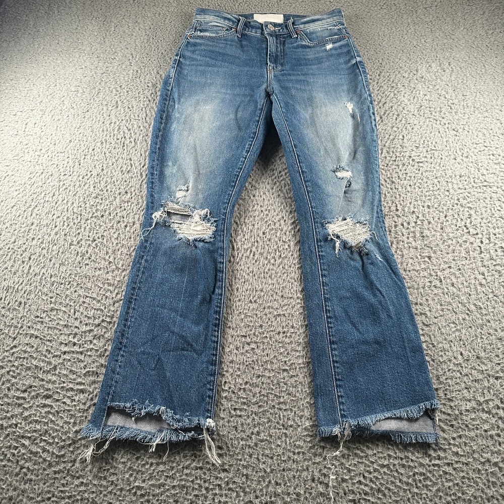 Mother Superior Jeans Women's The‎ Insider Crop Step Chew Distressed 25 Blue